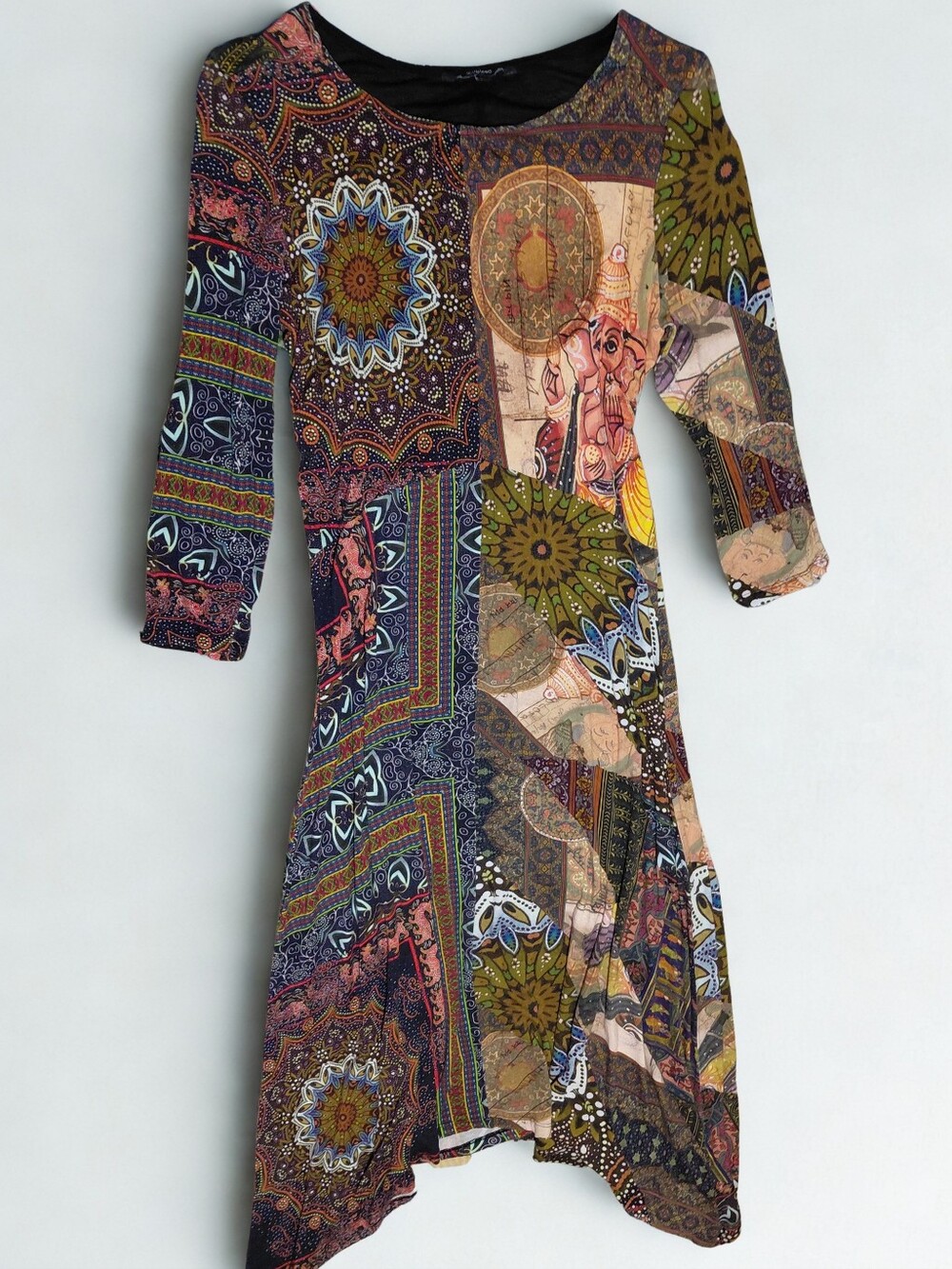 Desigual Ganesha Print Bohemian Patchwork Maxi Dress - Rare Collector's Piece